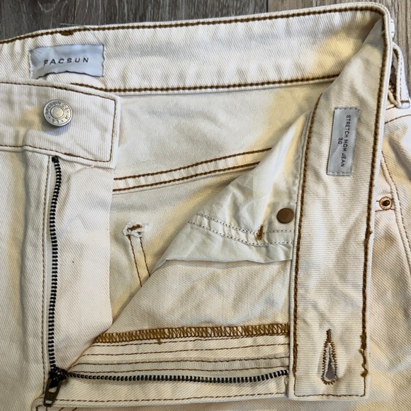 PACSUN | Stretch Mom High Rise Cream Denim Straight Leg Pants - Picture 3 of 16